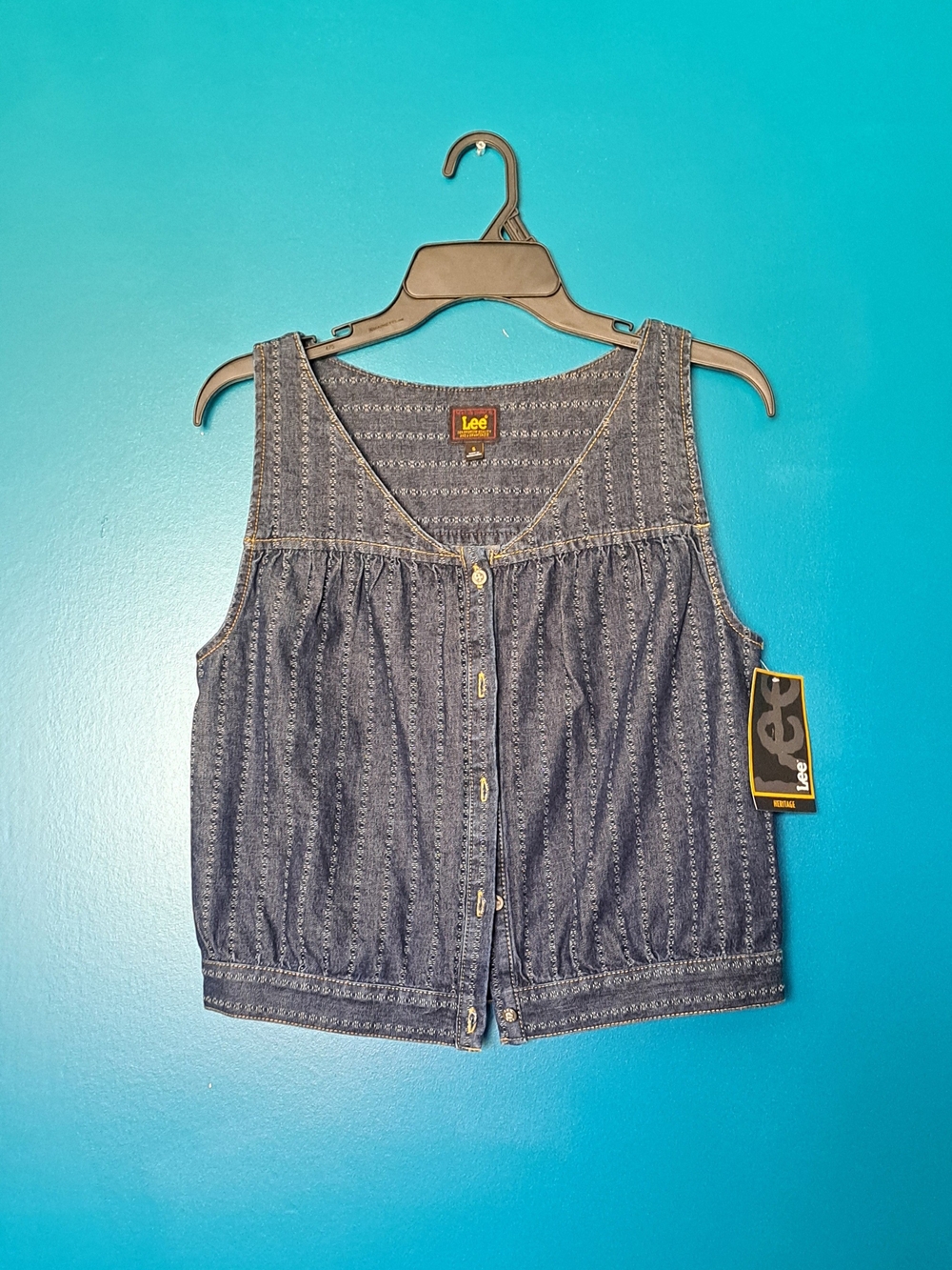 Lee Indigo Denim Sleeveless Button-Front Tank